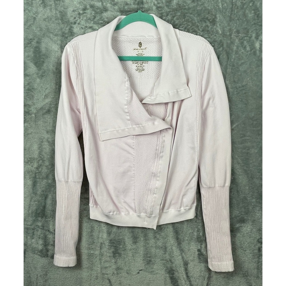 Free People Movement Jacket Womens Medium Pink Ribbed Moto Style‎ Athleisure Gym